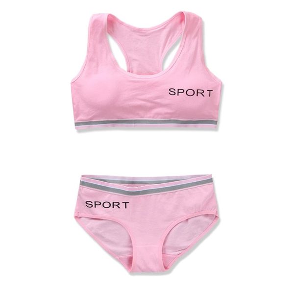 41D29bMBzL.jpg Soft Cotton Elastic Breathable Training Bra and Underwear Set for Teen Girls 8-18 Years Old