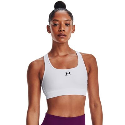 Women's HeatGear Armour Mid Padless Sports Bra - 1373865-100 - White/White/Black - XL