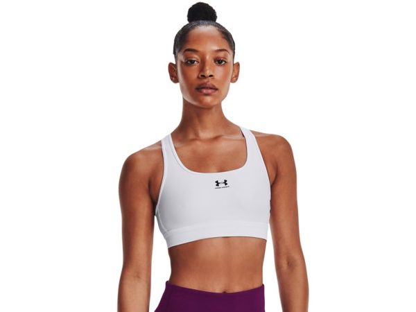 41dSxb8slzL.jpg Women's HeatGear Armour Mid Padless Sports Bra - 1373865-100 - White/White/Black - XL