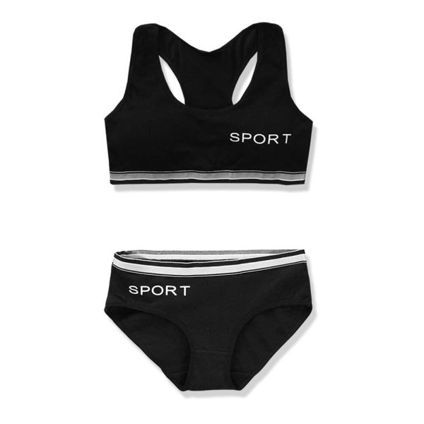 41jF1QhBSyL.jpg Soft Cotton Elastic Breathable Training Bra and Underwear Set for Teen Girls 8-18 Years Old