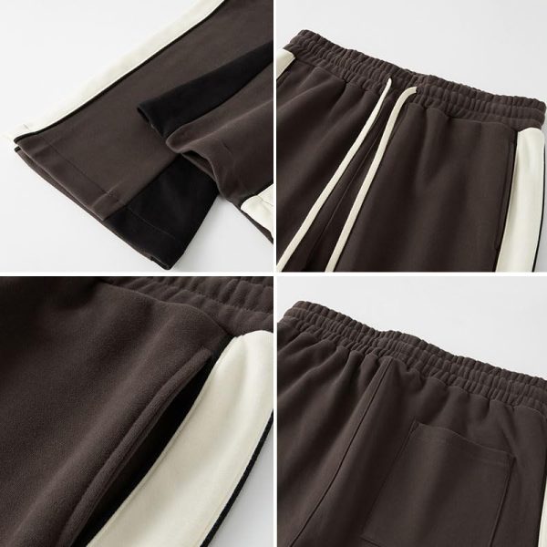 513wVpeEnL.jpg Suede Flare Sweatpants Women Baggy Patchwork Casual 90s Hip Hop Mens Sweat Pants