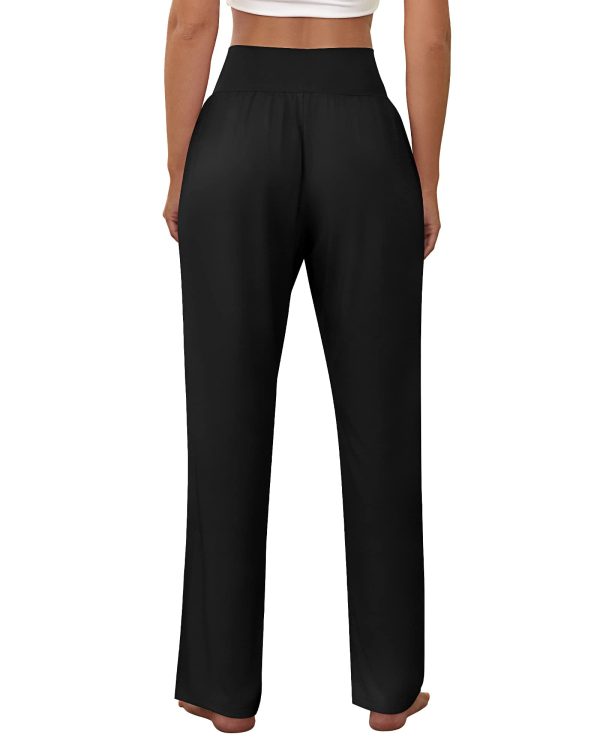 514J-WyYr9L.jpg 3 Pcs Women's Wide Leg Yoga Pant Comfy Loose High Waist Lounge Waist Lounge Casual Athletic Workout Joggers Apparel