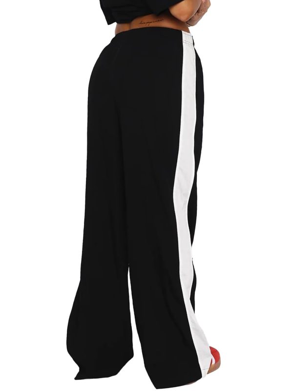 51CeVK9ChaL.jpg Women's Drawstring Sweatpants Side Stripe Pants Wide Leg Track Pants with Pockets