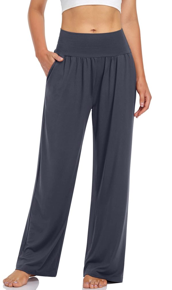 51FhY85PaQL.jpg Women's Casual Loose Wide Leg Cozy Pants Yoga Sweatpants Comfy High Waisted Sports Athletic Lounge Pants with Pockets