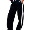 Women's Drawstring Sweatpants Side Stripe Pants Wide Leg Track Pants with Pockets