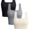 Women's 3 Piece Tank Tops Ribbed Seamless Workout Exercise Shirts 2025 Summer Basic Camis