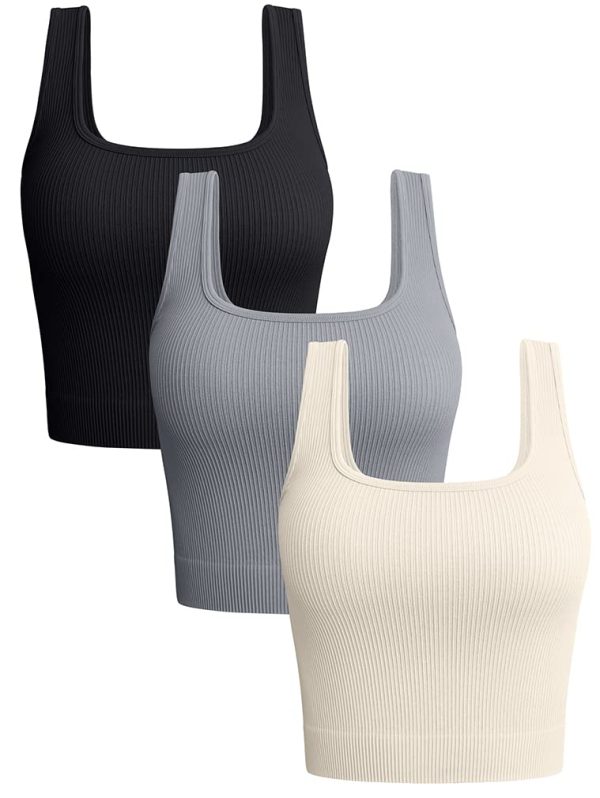 51P1EtVN6fL.jpg Women's 3 Piece Tank Tops Ribbed Seamless Workout Exercise Shirts 2025 Summer Basic Camis