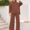 Women's 2 Piece Outfits Sweatsuit Sets Pearls Hoodie Top Wide Leg Pants Loose Lounge Set Tracksuits