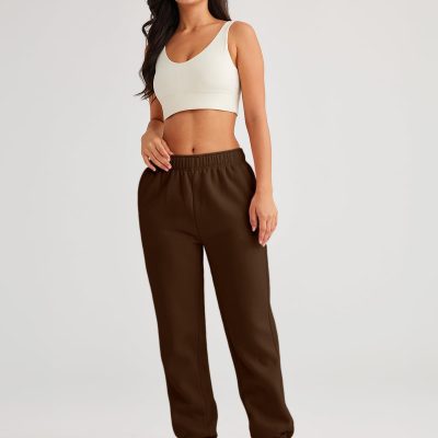 Women??s Winter Casual Baggy Fleece Lined Sweatpants Fashion High Waisted Joggers Pants Athletic Clothes with Pockets