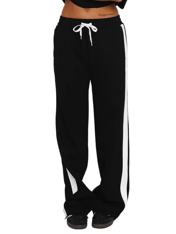 51WVh-xbviL.jpg Women's Drawstring Sweatpants Side Stripe Pants Wide Leg Track Pants with Pockets