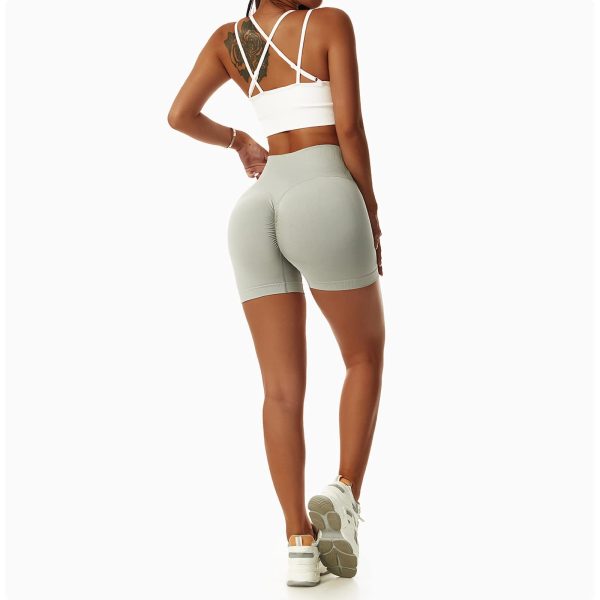 51WyLF5H8L.jpg 2 Pack Workout Gym Shorts for Women High Waisted Booty V Cross Biker Shorts Scrunch Butt Athletic Yoga Shorts