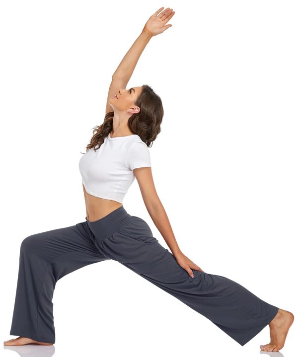 51XxriqGpiL.jpg Women's Casual Loose Wide Leg Cozy Pants Yoga Sweatpants Comfy High Waisted Sports Athletic Lounge Pants with Pockets