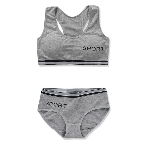 51krF5-A4mL.jpg Soft Cotton Elastic Breathable Training Bra and Underwear Set for Teen Girls 8-18 Years Old