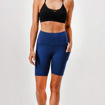 Women's 2-Pack High Waist Workout Yoga Running Exercise Shorts with Side Pockets