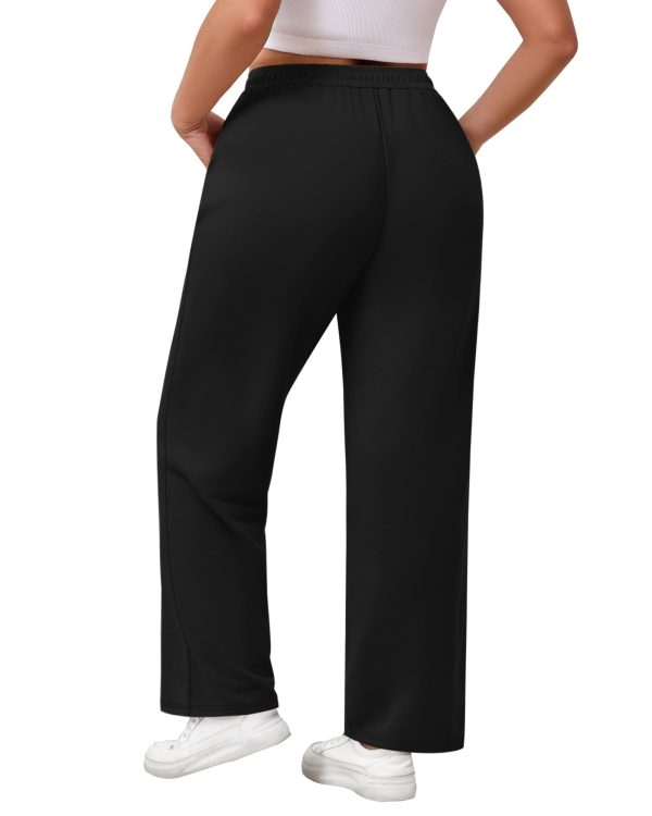 51rbjvNpYGL.jpg 3 Pack Women's Plus Size Sweatpants Wide Leg Cargo Lounge Pants High Waist Ladies' Slacks Drawstring Jogger with Pockets