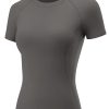 Womens Workout Tops Short Sleeve Raglan Athletic Shirts Yoga Gym Crewneck Quick Dry Tshirts