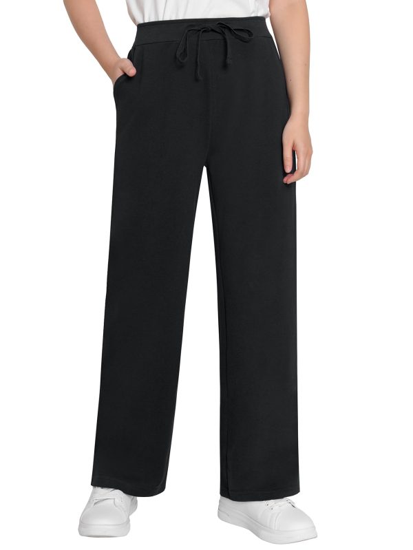 51zQL8kKU8L.jpg Women's Petite Wide Leg Sweatpants Cotton Pants with Pockets