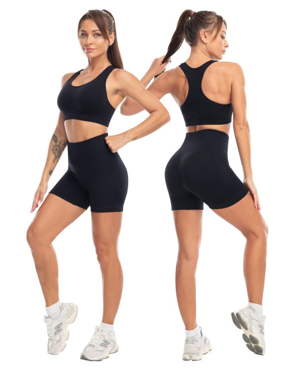 612kUyGTeYL.jpg 3 Piece Workout Sets for Women Butt Lifting Leggings with High Impact Sports Bra Gym Shorts