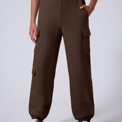 Womens Sweatpants Cargo Joggers Baggy Sweat Fall Pants Athletic Cotton Fleece Lined Casual Pants with Pockets