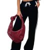 Women's Drawstring Sweatpants Side Stripe Pants Wide Leg Track Pants with Pockets