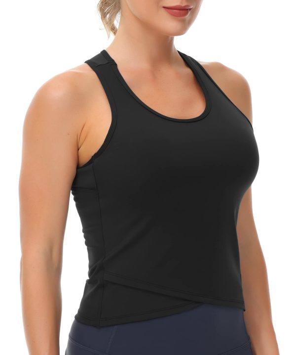 615w76-0DiL.jpg Womens' Racerback Workout Tank Tops with Built in Bra Sleeveless Slim Fit
