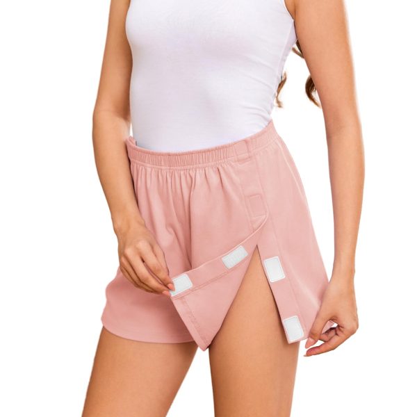 6169hLlEXmL.jpg Women's Tear Away Shorts Side Split Open Cotton Leg Breakaway Post Surgery Recovery Bottoms