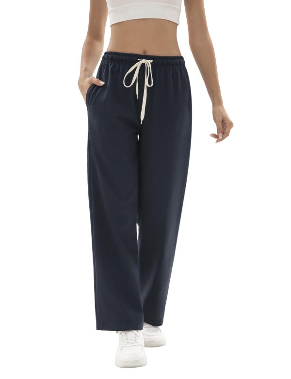 616quij-yL.jpg 1/4 Pack Women's Wide Straight Leg Sweatpants, Cotton Baggy Lounge Sweat Pants, Casual Athletic Fit