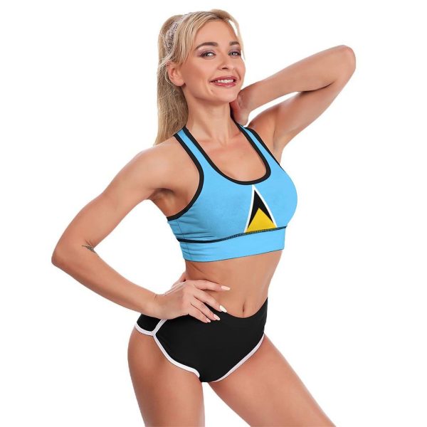 617sDQvek6L.jpg Saint Lucia Flag Women's Sports Bra Padded Support Bras Yoga Workout Tank Top