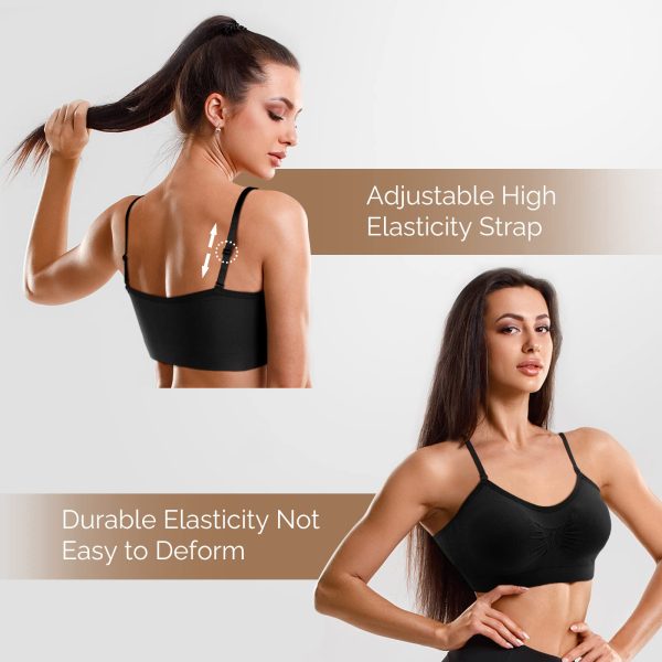 618dANpGYL.jpg 4 Pieces V Neck Padded Bralette Cami Bra Wireless Tank Top Sports Bra with Adjustable Straps