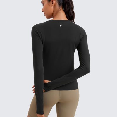Womens Seamless Workout Long Sleeve Shirts Quick Dry Gym Athletic Tops Breathable Running Yoga T-Shirts