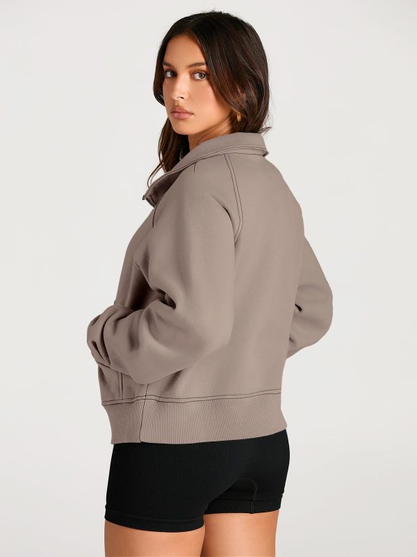 61AWeFZx1CL.jpg Womens Sweatshirts Half Zip Cropped Pullover Fleece Quarter Zipper Hoodies 2025 Fall Fashion Outfits Clothes