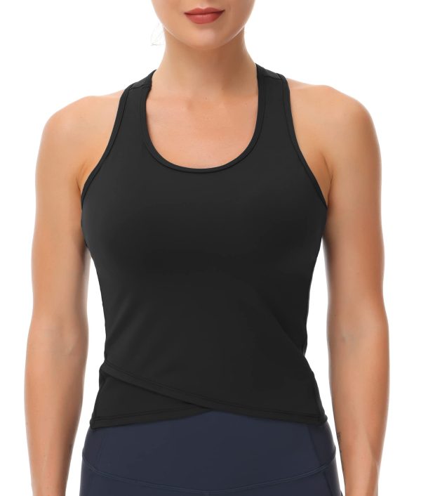 61AekpcNFzL.jpg Womens' Racerback Workout Tank Tops with Built in Bra Sleeveless Slim Fit