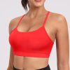 Spaghetti Strap Padded Sports Bras for Women - Y Back Yoga Workout Tops (3 Pack)