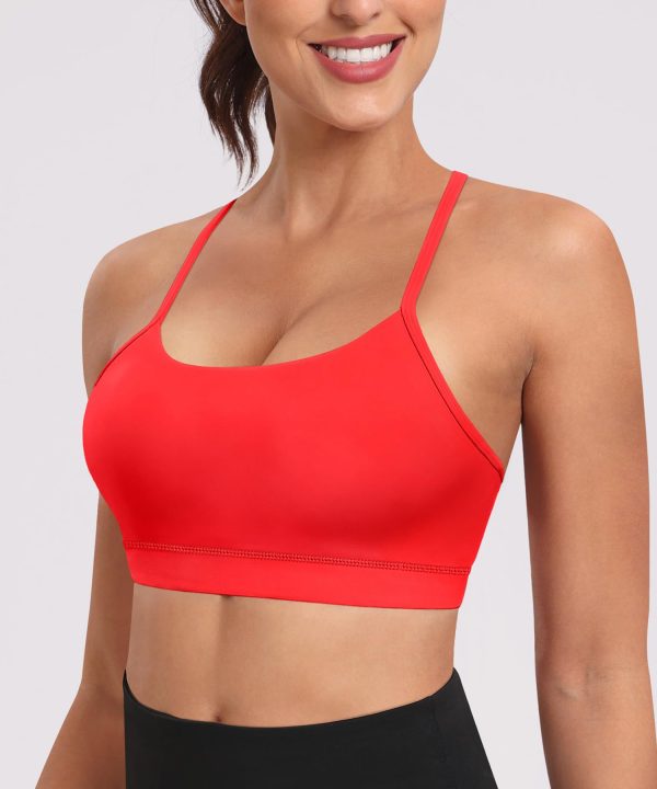 61BeZXQImSL.jpg Spaghetti Strap Padded Sports Bras for Women - Y Back Yoga Workout Tops (3 Pack)