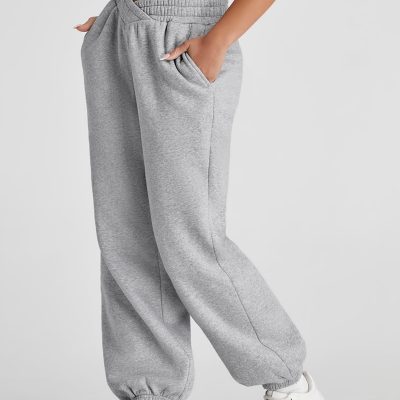 Women's V Crossover Waist Sweatpants Baggy Y2K Jogger Pants Wide Leg Fleeced Lounge Pants