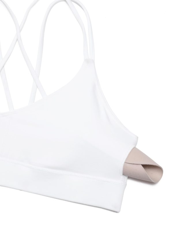 61Do9eAt7VL.jpg Butterluxe V Neck Strappy Sports Bras for Women - Thin Spaghetti Strap Padded Wireless Yoga Crop Top