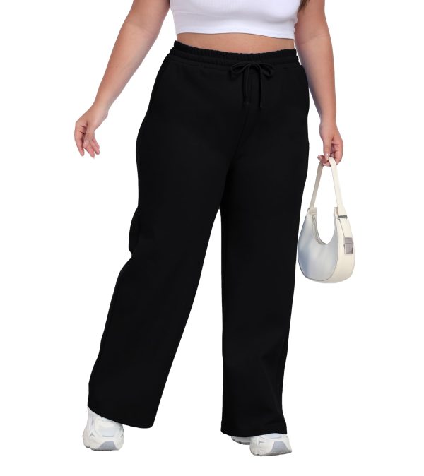61Er2XI97L.jpg Women's Plus Size Wide Leg Sweatpants Elastic Waist Baggy Drawstring Lounge Pants with Pockets