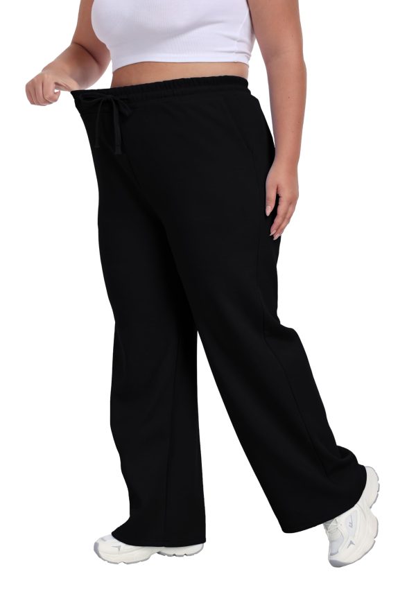 61F3-hBUBcL.jpg Women's Plus Size Wide Leg Sweatpants Elastic Waist Baggy Drawstring Lounge Pants with Pockets