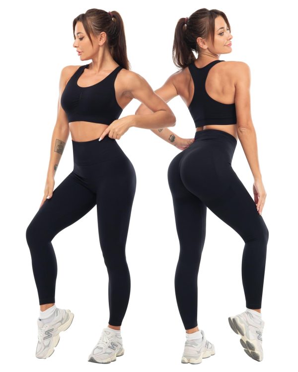 61FnTm-W0UL.jpg 3 Piece Workout Sets for Women Butt Lifting Leggings with High Impact Sports Bra Gym Shorts