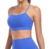 to Freest Y Back Sports Bras for Women Spaghetti Thin Strap Workout Bras Wirefree Padded Racerback Yoga Bras
