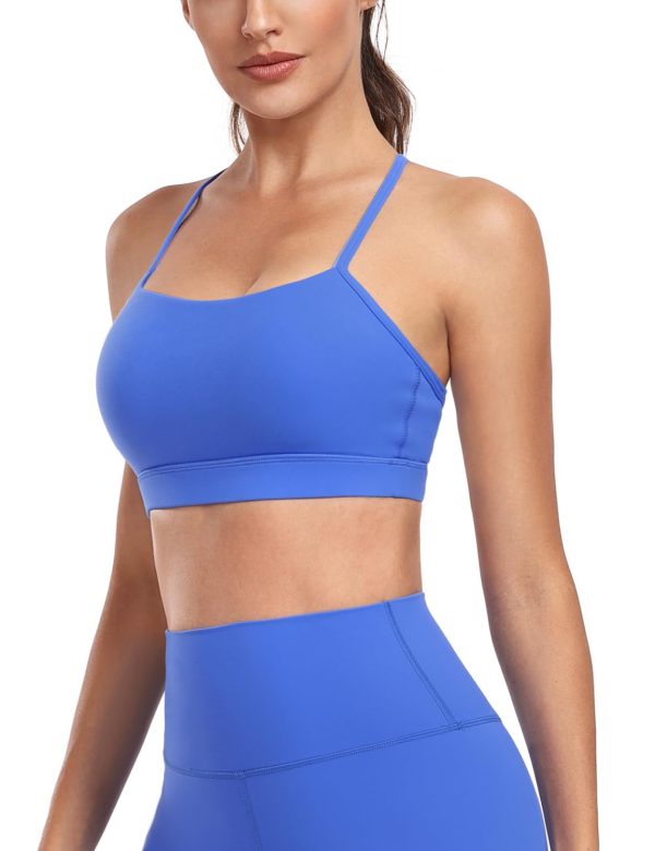 61GUrpoSbaL.jpg to Freest Y Back Sports Bras for Women Spaghetti Thin Strap Workout Bras Wirefree Padded Racerback Yoga Bras