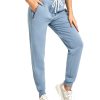 Women Workout Sweatpants Cotton Jogger Ribber Splicing Lounge Sweat Pants with Zipper Pocket