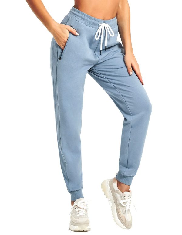 61Kfh0n58zL.jpg Women Workout Sweatpants Cotton Jogger Ribber Splicing Lounge Sweat Pants with Zipper Pocket