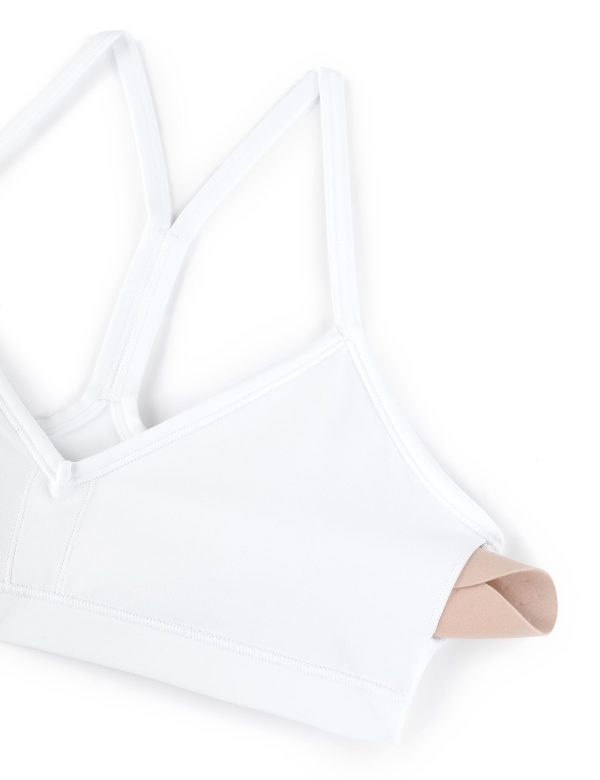 61QkZgpVd3L.jpg Butterluxe Womens Ruched V Neck Sports Bra - Y Back Spaghetti Thin Strap Wireless Padded Yoga Crop Top