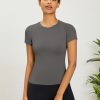 Womens Workout Tops Short Sleeve Raglan Athletic Shirts Yoga Gym Crewneck Quick Dry Tshirts