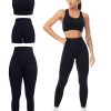 3 Piece Workout Sets for Women Butt Lifting Leggings with High Impact Sports Bra Gym Shorts