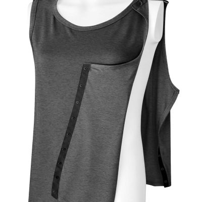 Unisex Shoulder Surgery Shirts, Shoulder Snap-Access Tank Tops, Arm Broken,Snap Open Sleeveless Shirt