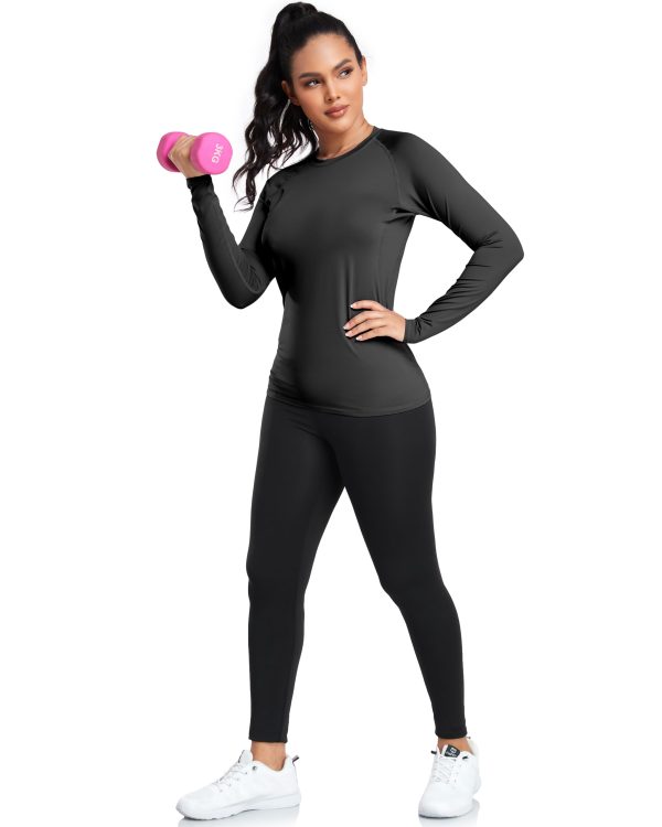 61T-XHqFU6L.jpg 4 Pack Women's Compression Shirt Long/Short Sleeve Performance Workout Baselayer Athletic Top Gym Sports Gear