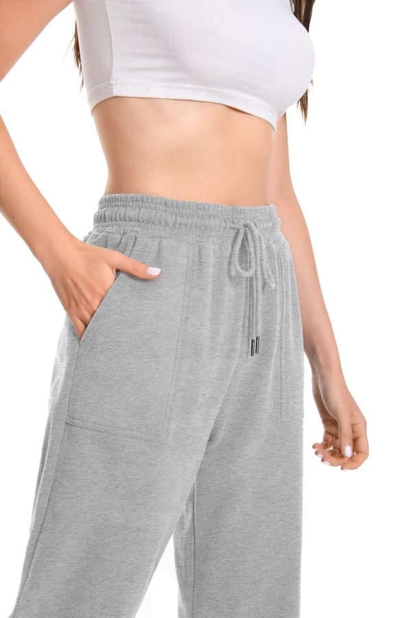 61TGxxSexcL.jpg Widen Waistband Sweat Pants for Women Exposed Pockets Lounge Sweatpants Straight Leg Pants 29???? Inseam