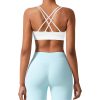 Sports Bra for Women V-Neck Strappy Criss Cross Yoga Bra Padded Seamless Workout Gym Athletic Fitness Bras 3 Pack